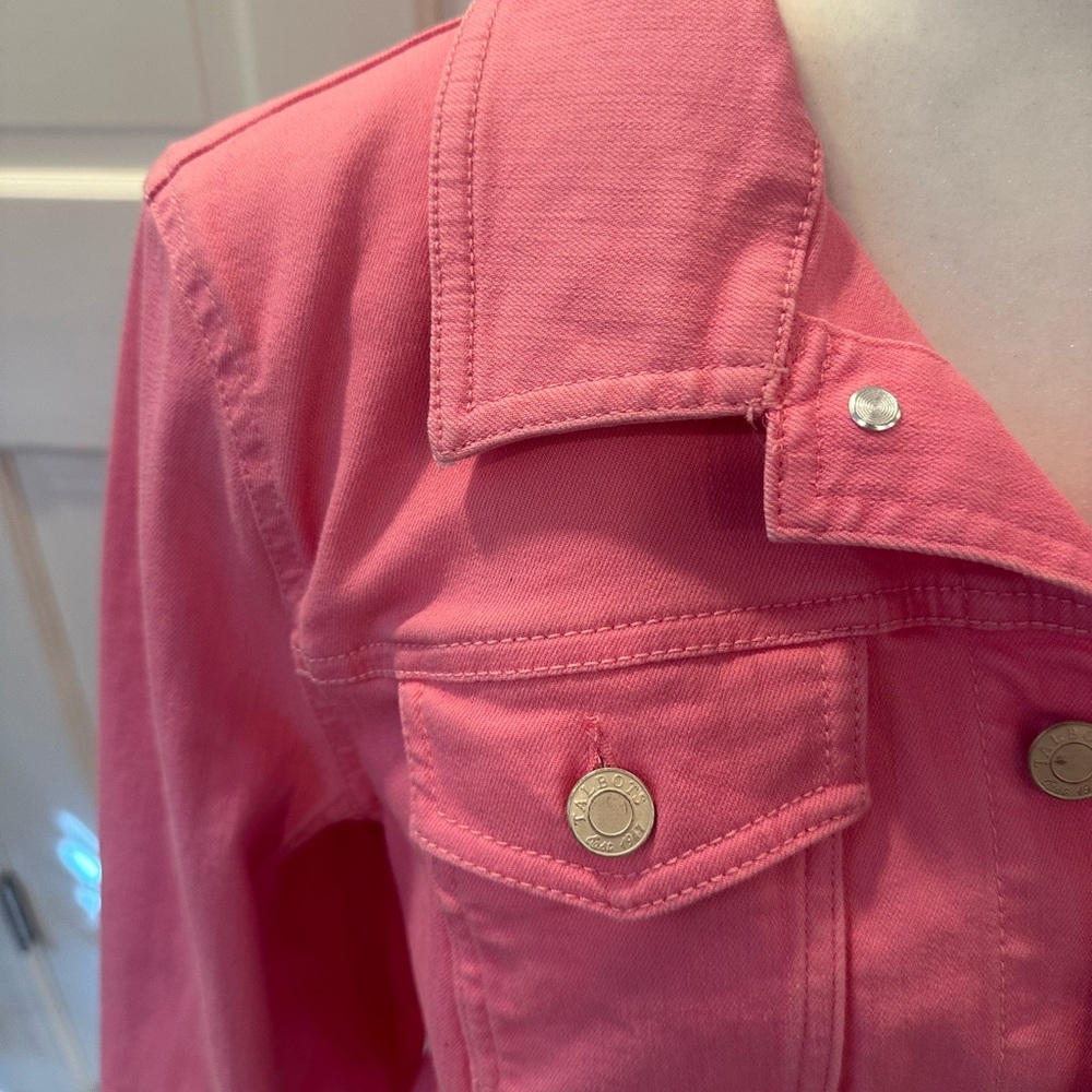 Talbots Pink Denim Jacket Sz L - Picture 3 of 16